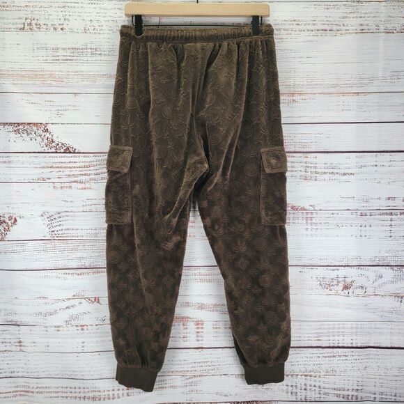 Maison Article Embossed Velour Cargo Pants Men's S Brown Hip Hop Streetwear - Picture 8 of 11